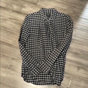 Men's Grey and White Checkered Shirt